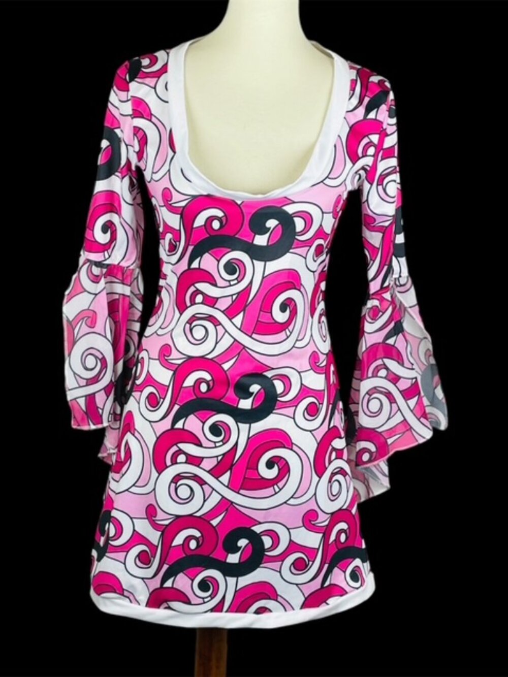 Costumes USA Go Go Dress Sz M Halloween Pink Swirl 60s Mod Psychedelic Retro